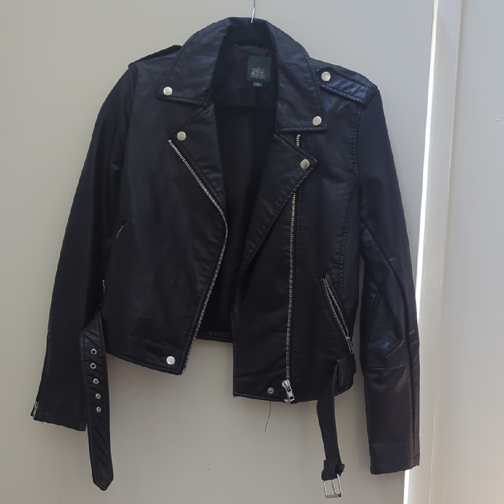 Wild Fable Black Faux Leather Moto Biker Jacket Medium